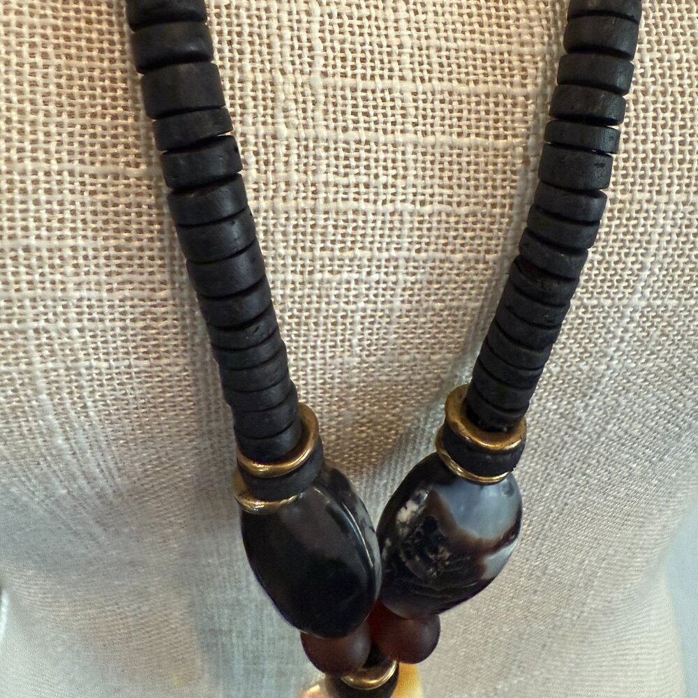 Vintage Tribal Beaded and Stone Necklace - Picture 4 of 13